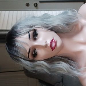 Gray and dark brown wavy wig